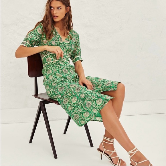 ba&sh Dresses & Skirts - Ba & Sh Plume Printed Midi Dress - Green